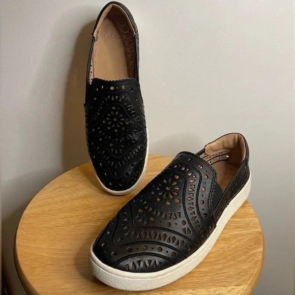 UGG | Shoes | Womens Ugg Black Cas Perforated Leather Slipon Sneakers Size  | Poshmark